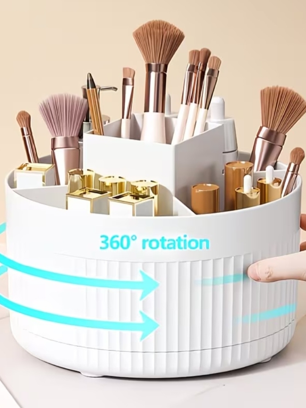 White Rotating Makeup Or Desk Organizer